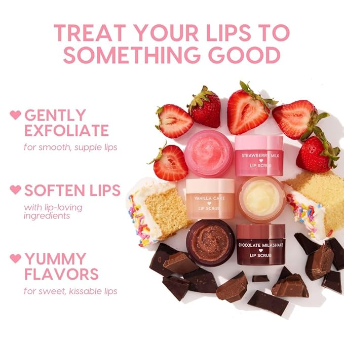 ColourPop Fresh Kiss Exfoliating Lip Scrub - Nourishing Lip Exfoliator to Gently Buff & Soften Skin - Enriched with Cocoa & Shea Butter to Lock in Moisture - Strawberry Milk (0.37 oz)