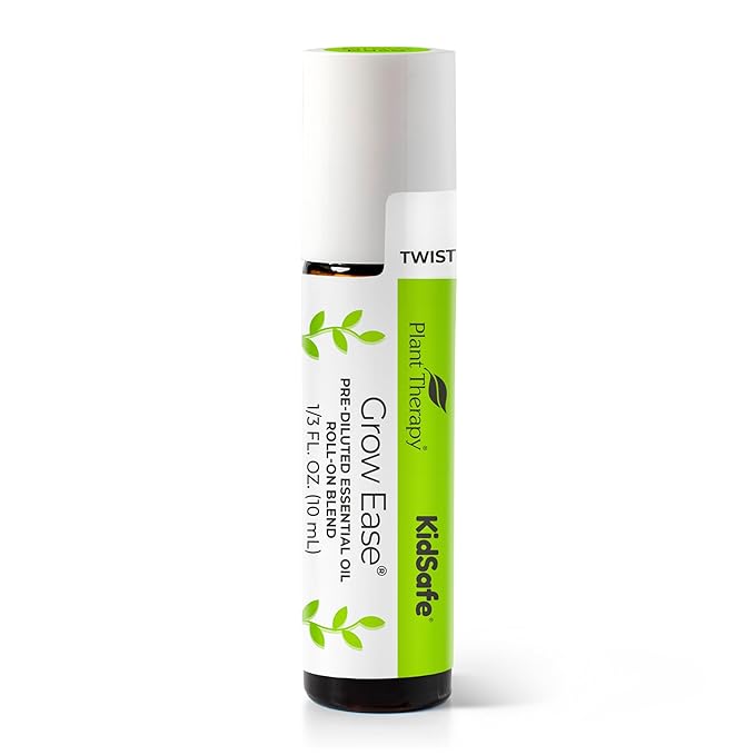 Plant Therapy KidSafe Grow Ease Essential Oil Blend Pre-Diluted Roll-On 10mL (1/3 oz) 100% Pure, Therapeutic Grade