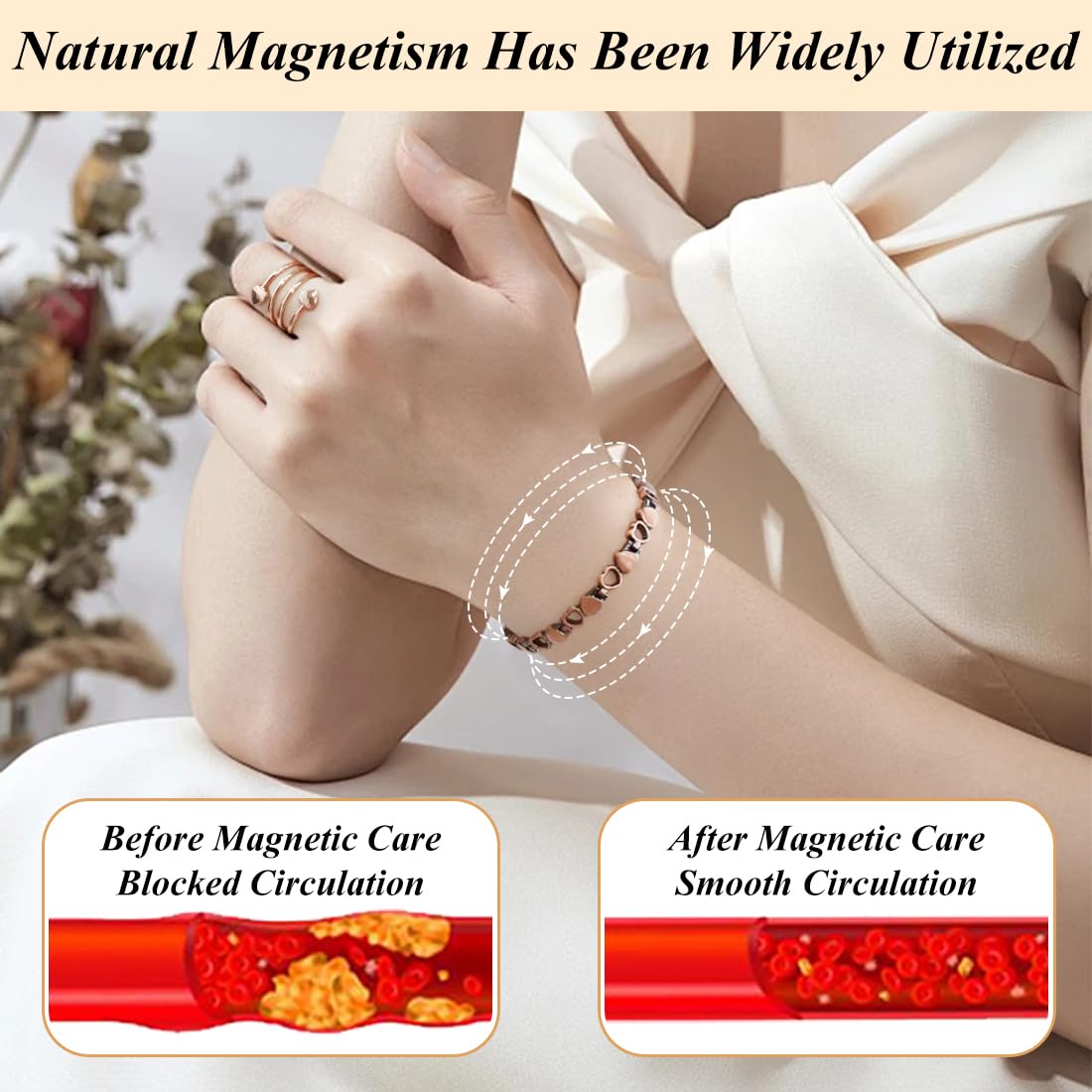 Vicmag Copper Bracelet for Women, Strength Magnetic Copper Bracelets 99.9% Solid Pure Copper Jewelry Valentine's Day Gift for Her (Adjustable Size with Gift Box)