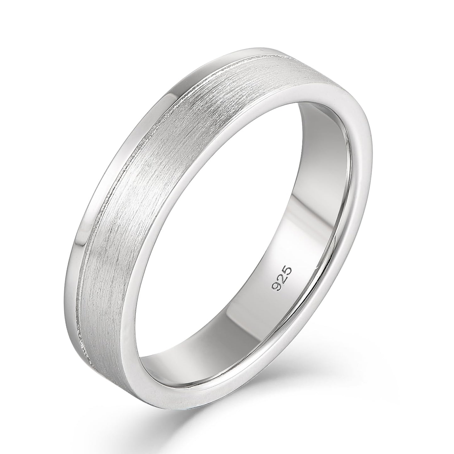 STARCHENIE Men's Wedding Band 925 Sterling Silver, 5MM, Brushed Matte Finish, Comfort Fit, Size 10