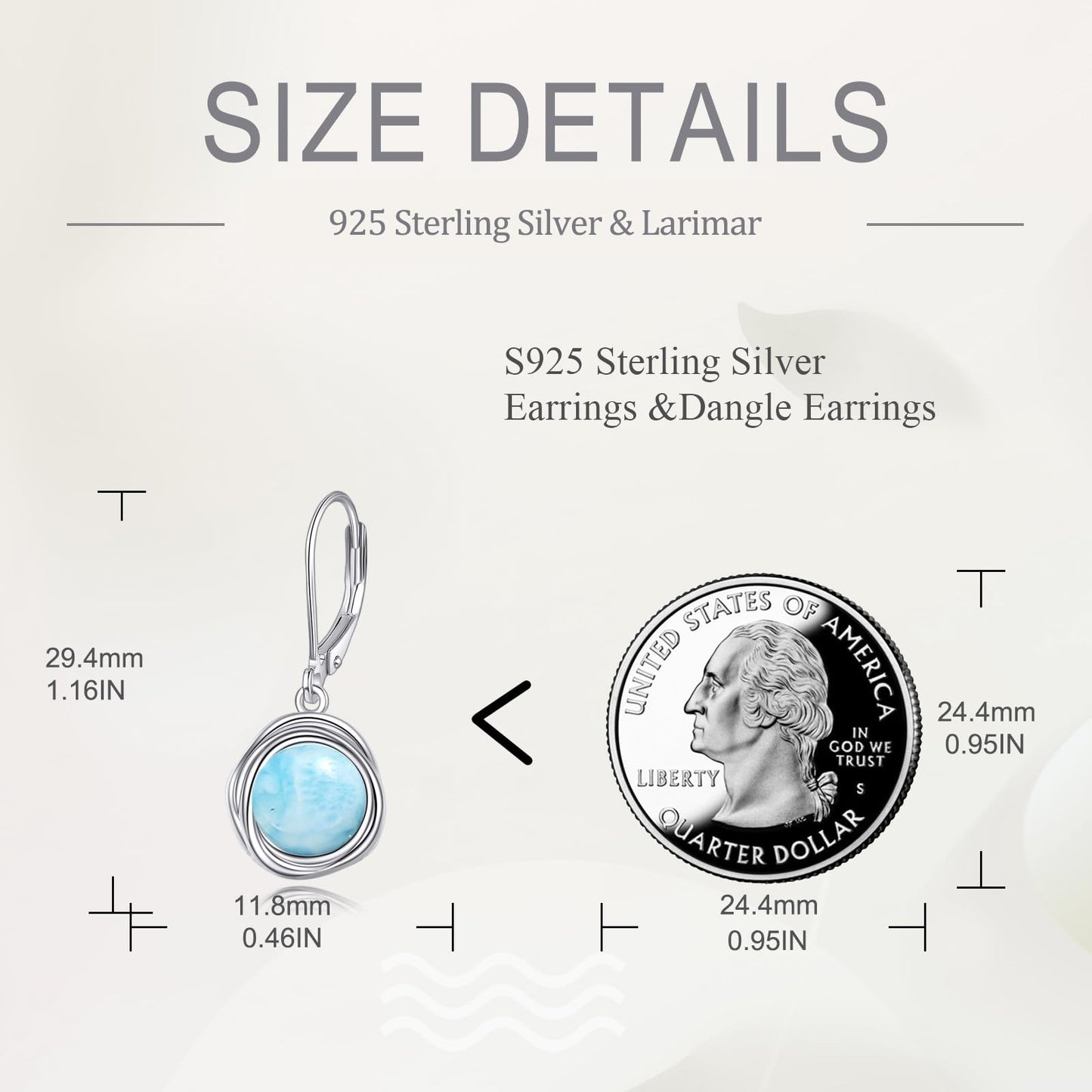 POPLYKE Larimar Dangle Earrings Sterling Silver Leverback Earrings