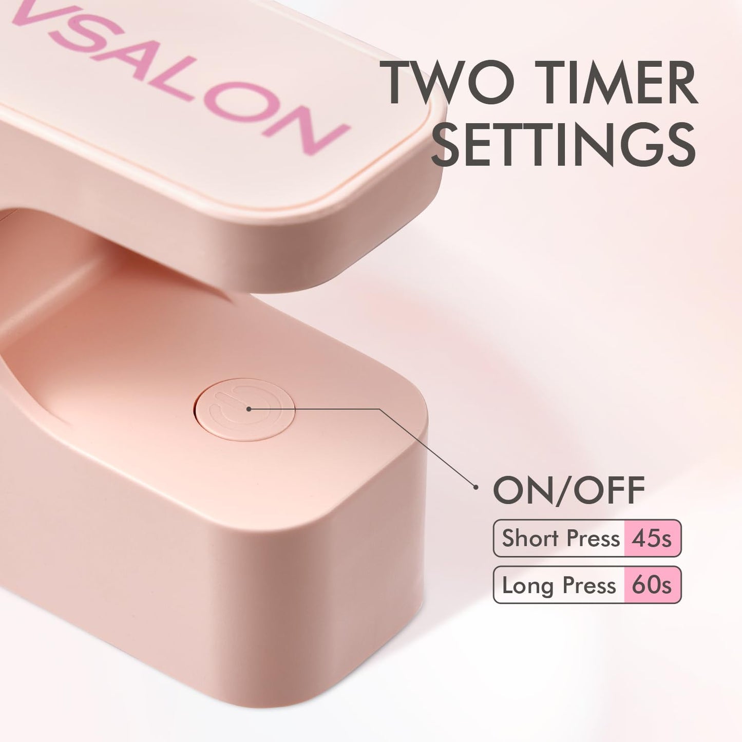 VSALON Almond Short Press on Nails, Silver Chrome Finish Glossy French Tip & Lamp