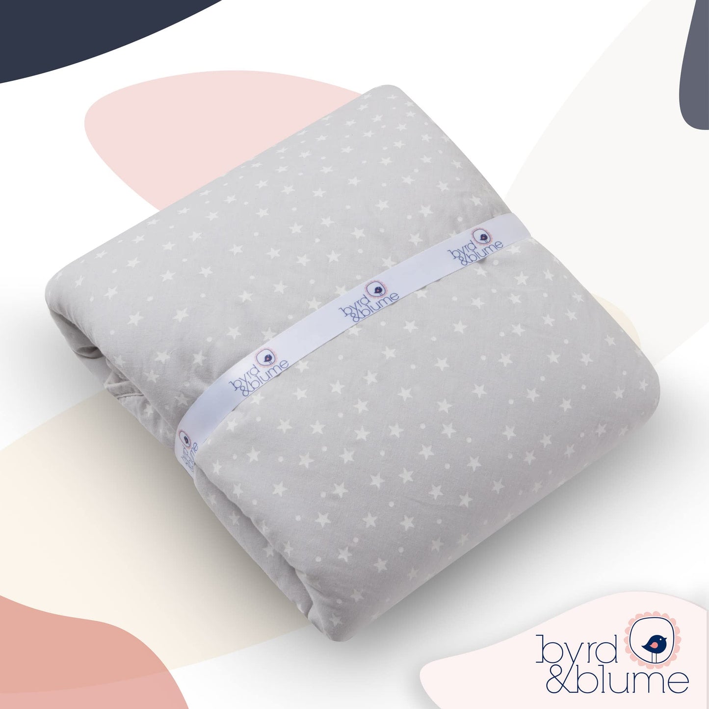 Byrd & Blume Round Baby Play Mat, Organic Cotton Soft Padded Nursery Floor Mat, Safe Hypoallergenic Baby Mat, Reversible, Foldable, Portable Infant Tummy Time Mat Fits Tents & Playpens (40"x40") Gray