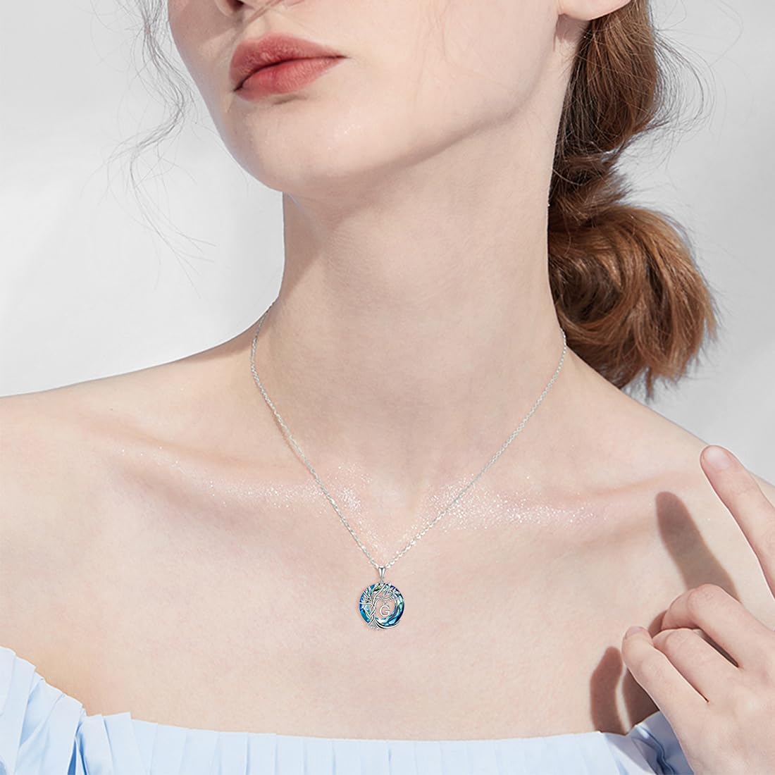 TOUPOP Tree of Life Initial Necklace Gifts for Women Sterling Silver Initial G Letter Jewelry Irish Crystal Pendant Birthday Gifts for Women Her Mom Wife Daughter