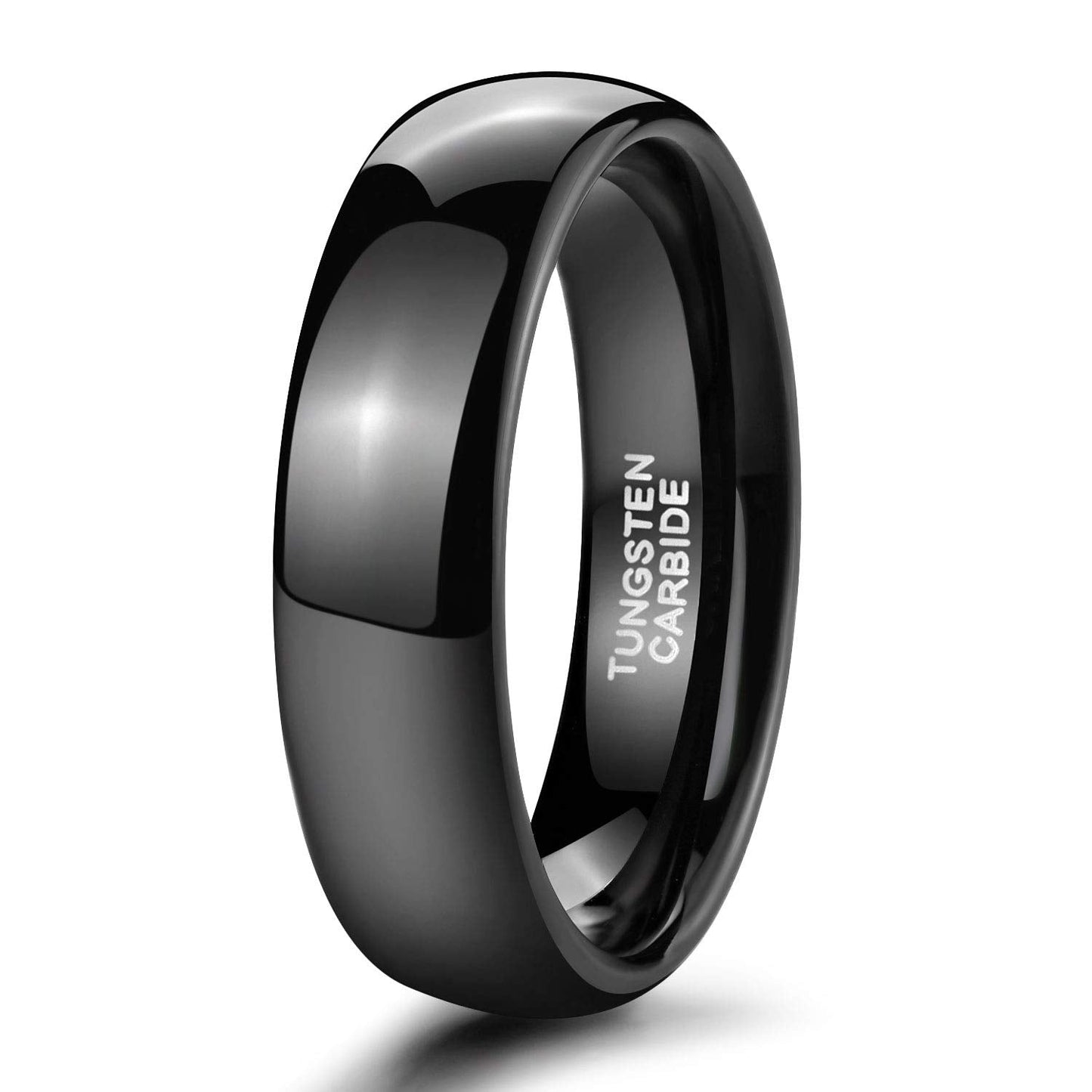 TRUMIUM 6mm Black Tungsten Ring for Men Women High Polished Comfort Fit Wedding Band Size 11