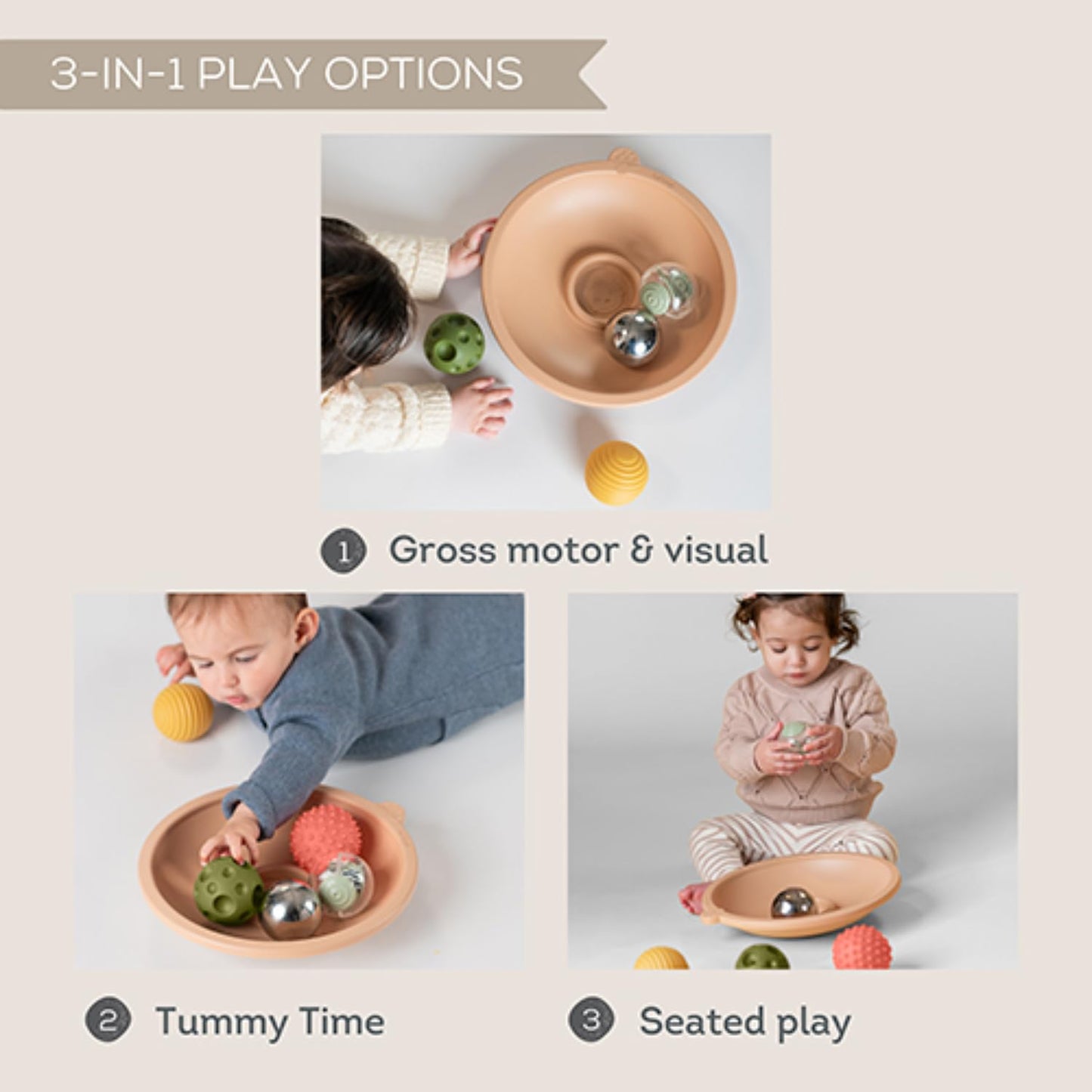 Taf Toys Tummy Time Play Tray with 5 Sensory Balls for Babies 3-6 Months - Interactive Baby Ball Toy - Enhances Motor Skills, Hand-Eye Coordination - Fun Toddler Ball Toys for Toddlers 1-3