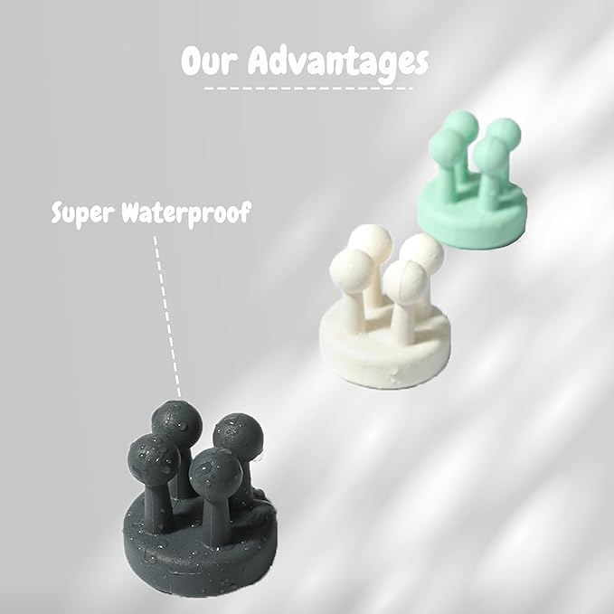 4Pcs Silicone Toothbrush Holders for Bathrooms,Waterproof Self Adhesive Multifunctional Hook for Hanging Towel Key Plug Cable for Bathroom Kitchen Living Room Office Mixed1