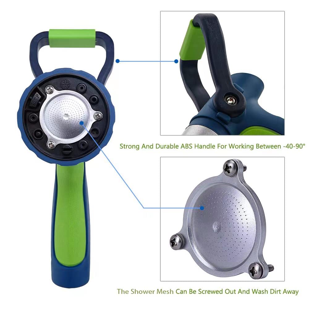 GREEN MOUNT New Patent Garden Hose Nozzle, Heavy Duty Water Nozzle, High Pressure Fireman Style Nozzle with Ergonomic Handle for Lawn and Garden Watering