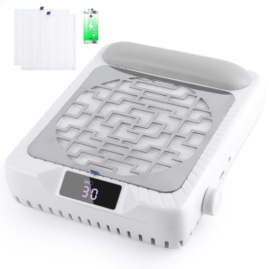 BOMOQING Rechargeable Nail Dust Collector, Professional Dust Collector Nail Tech with LED Display, Powerful Adjustable Nail Dust Cleaner Machine for Acrylic Nail Polishing & Salon use