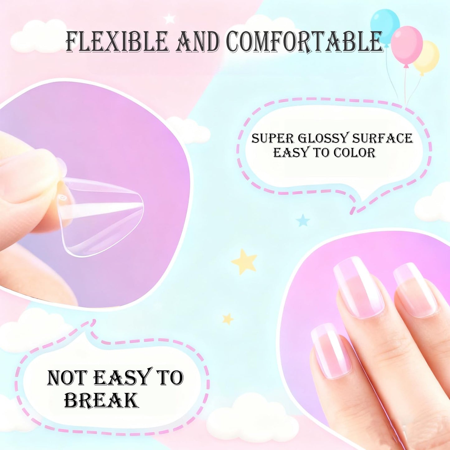 OPkssnails Short Kid Nail Tips,360Pcs Almond Soft Gel Nail Tips Pre-Shaped Press On Nails For Kids,Clear Acrylic Half Matte Full Cover Fake Nail For Kids DIY Extension & Salon Use12 Sizes