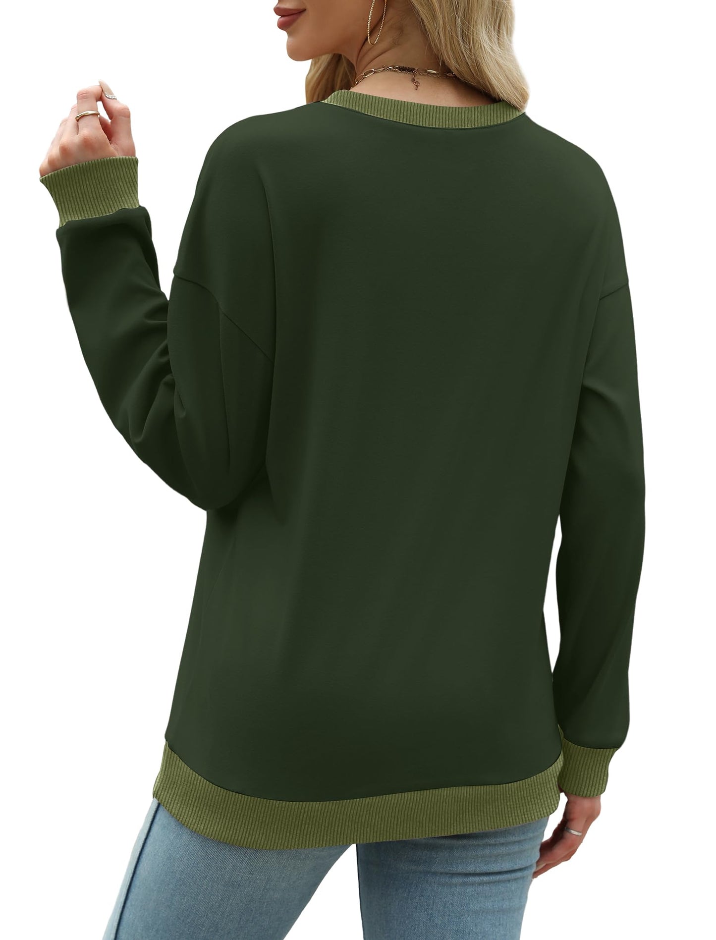 Saloogoe Womens Tops Trendy 2025 Long Sleeve Loose Fit Sweatshirts Ugly Christmas Sweaters 2025 Green St Patricks Day Shirts XL