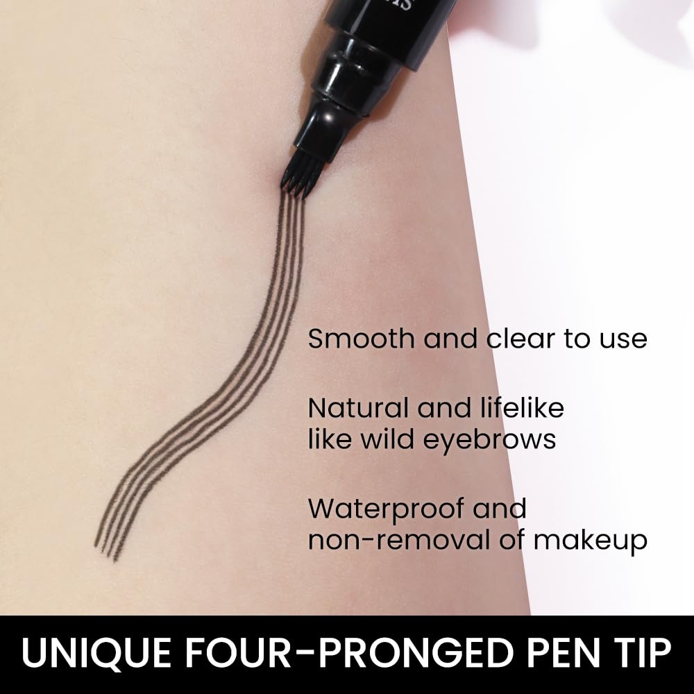 Kaely Eyebrow Pencils for Women, 4 Tip Magical Precise Waterproof Brow Pen, Microblading Eyebrow Contouring Pen, lapiz de cejas 3d Eye Brow Gel, 24h Smudge Proof,05 Black