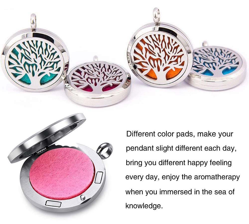 Aromatherapy Essential Oil Diffuser Necklace 316L Stainless Steel Locket Pendant with 24 Inch Chain (Sunflower)