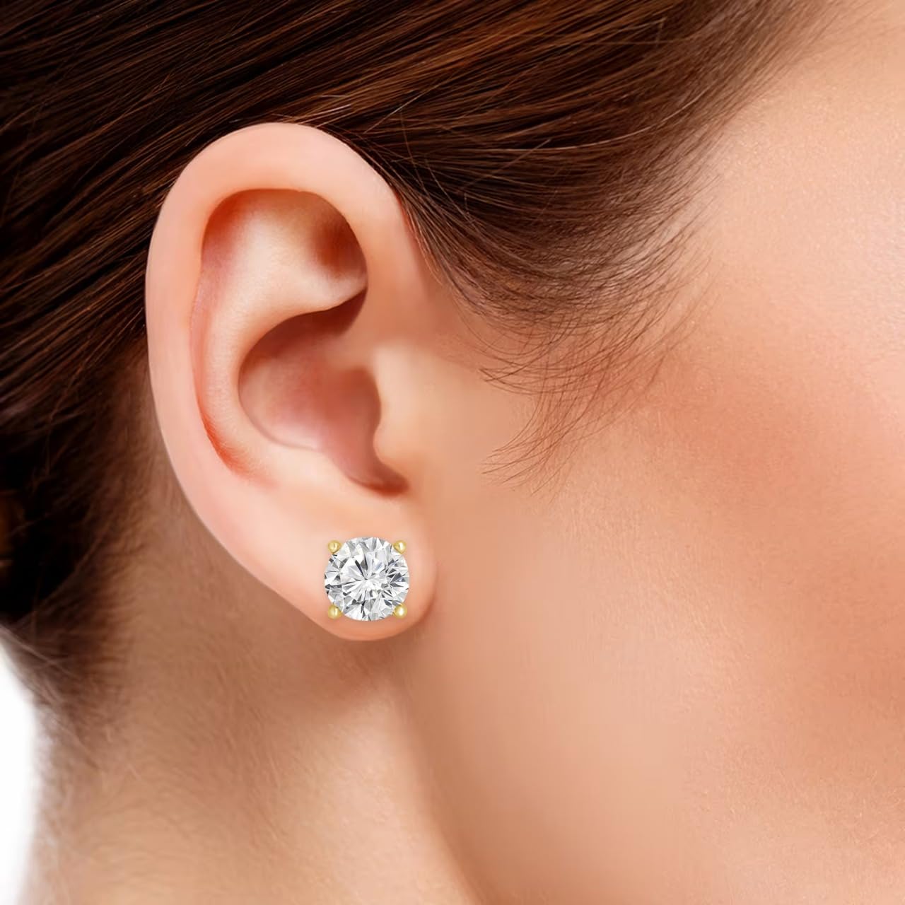 1 Carat 18K Yellow Gold IGI Certified LAB GROWN Round Cut Diamond Stud Earrings for Women 4 Prong Screw Back for her MADE IN USA (E-F Color, VS1-VS2 Clarity)