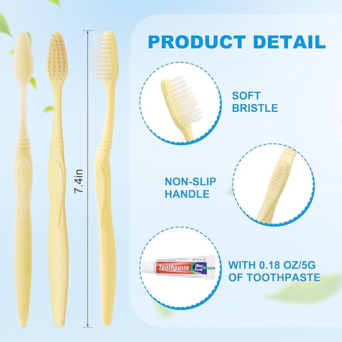 Disposable Toothbrush with Toothpaste Set, Individually Wrapped Soft Bristles Travel Size Manual Toothbrushes Kit in Bulk for Hotel/Travel/ Business/Donation/Homeless/Charity/Camping (30 Pack)