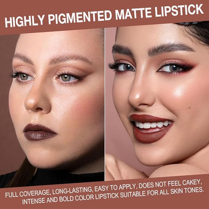 BINGBRUSH 2-in-1 Gradient Lip Liner & Lipstick Combo,2Pcs Matte Longwear Waterproof Lip Pencil with Cone Tip,Smudge Proof Crayon for Flawless Ombre Contour,Women's Long Lasting Makeup Set(06#&07)