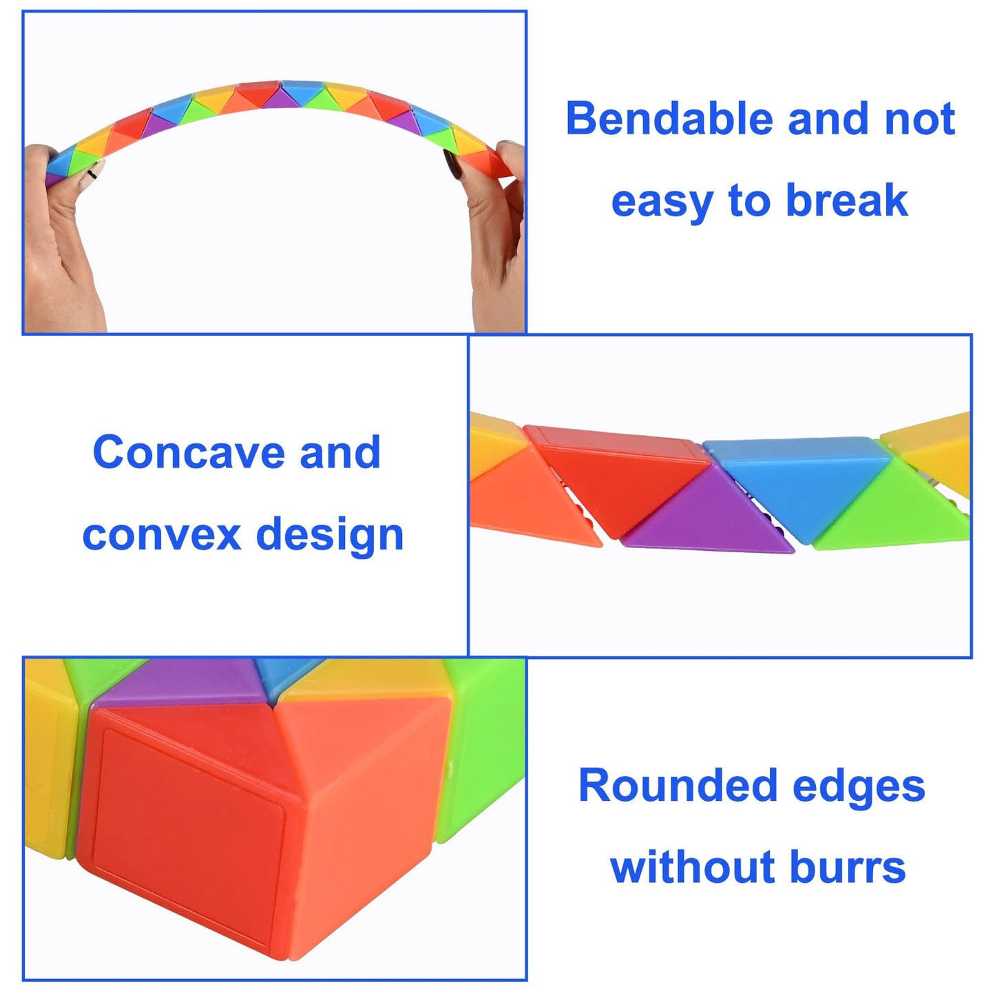 GOLDGE 40 Pack Mini Fidget Snake Cube Puzzle Toys - Party Favors & Goodie Bag Fillers, Travel Toys for Kids Ages 4-8, Rainbow Colors - Bulk Birthday & Back to School Gifts - Stocking Stuffers