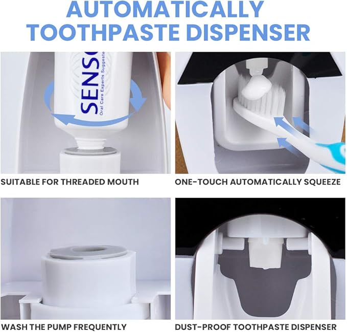 WAYCOM Dust-Proof Toothpaste Dispenser Toothpaste Squeezer Kit (Pink)