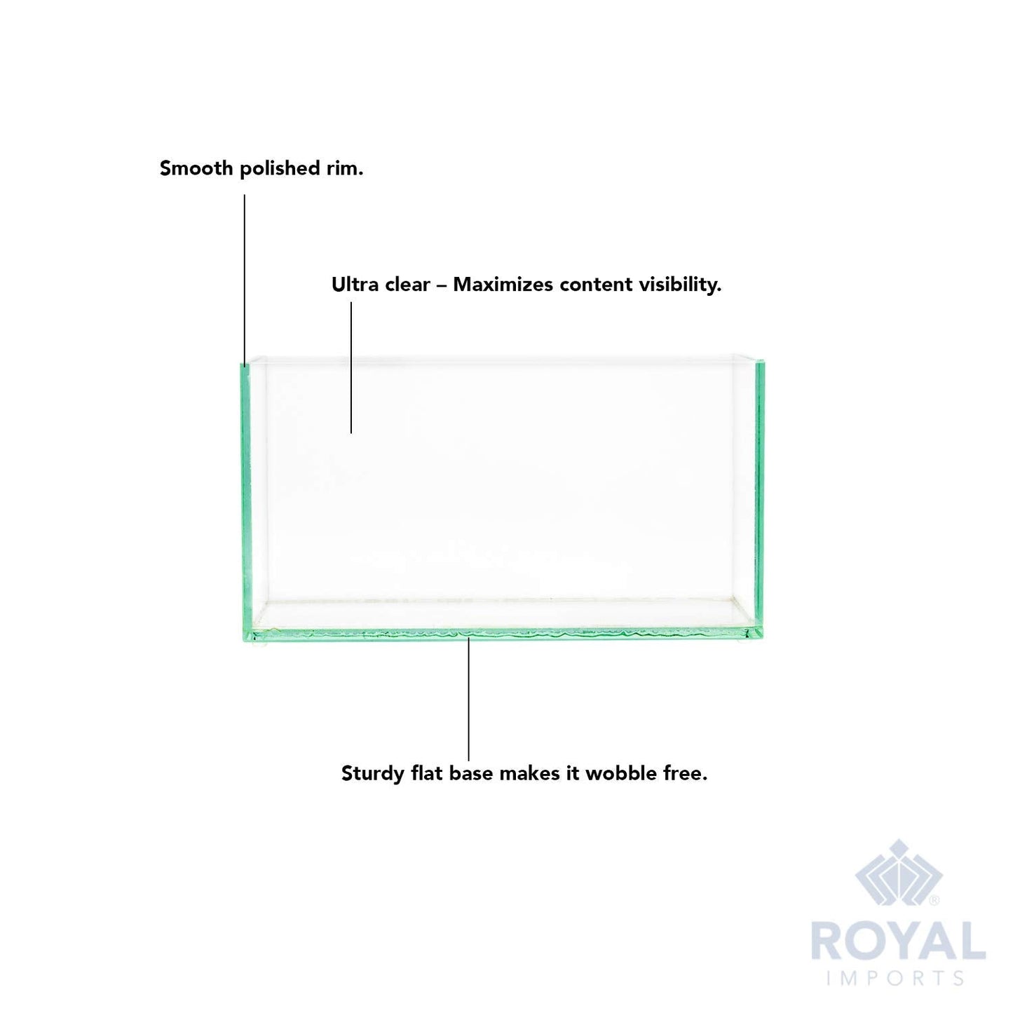 Royal Imports Flower Glass Vase Decorative Centerpiece for Home or Wedding Oblong Rectangle Shape (8", Clear)