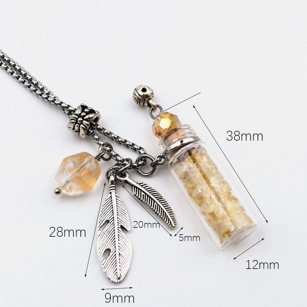 CoolDIY Aromatherapy Essential Oil Diffuser Necklace Locket Pendant Stainless Steel Perfume Necklace Crystal stone Glass vial Necklace (Water blue)