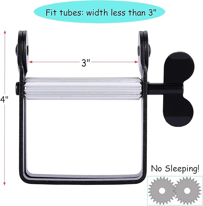 Toothpaste Squeezer, Metal Toothpaste Tube Squeezer Paint Tube Wringer for Artist, Hair Salon, Painter… (Black)