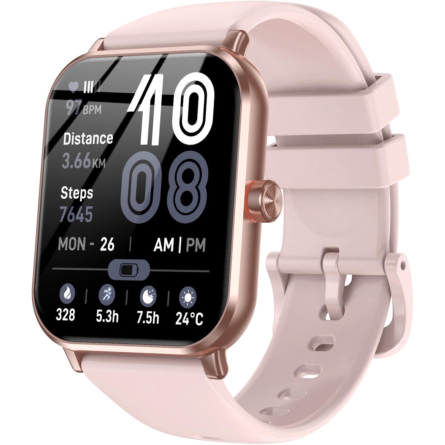 Jacoosa Smart Watch for Men Women, 1.83" HD Touchsreen, Bluetooth Calling, 5 ATM Water-Resistance, 130+ Sports Modes, Health, Fitness & Sleep Tracker, Timer, Fitness Watch for Android/iOS, Pink