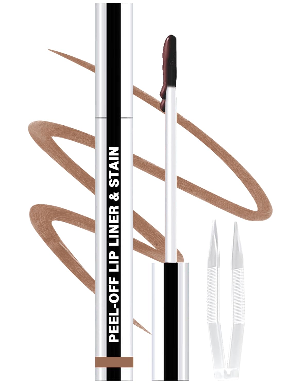 Lip Liner Stain Peel Off with Tweezer, Long Lasting Matte Lip Tattoo, Highly Pigmented Color Lip Makeup, Waterproof, Transfer-proof Lipstain for Women, for All Skin Types 05