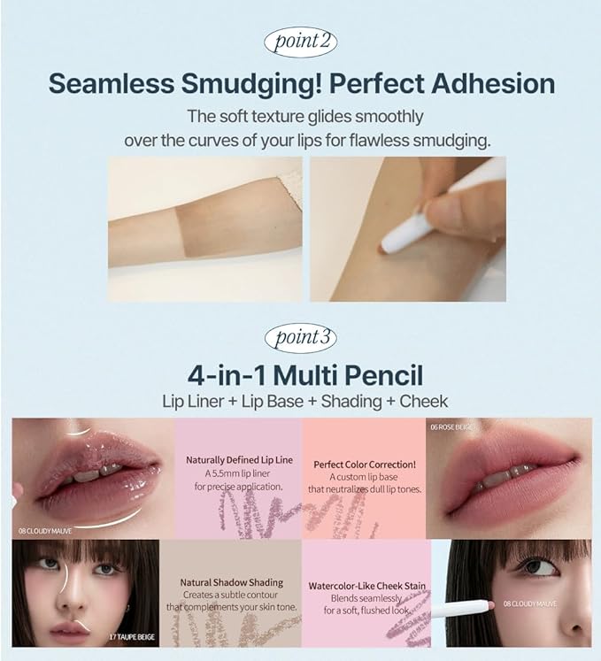 Heart Percent Dote On Mood Lip Liner Pencil, Long-Lasting Creamy Lip Crayon Smooth Lipliner Retractable Lipstick Overlip Line Color 0.8g, #13. Bare Lips