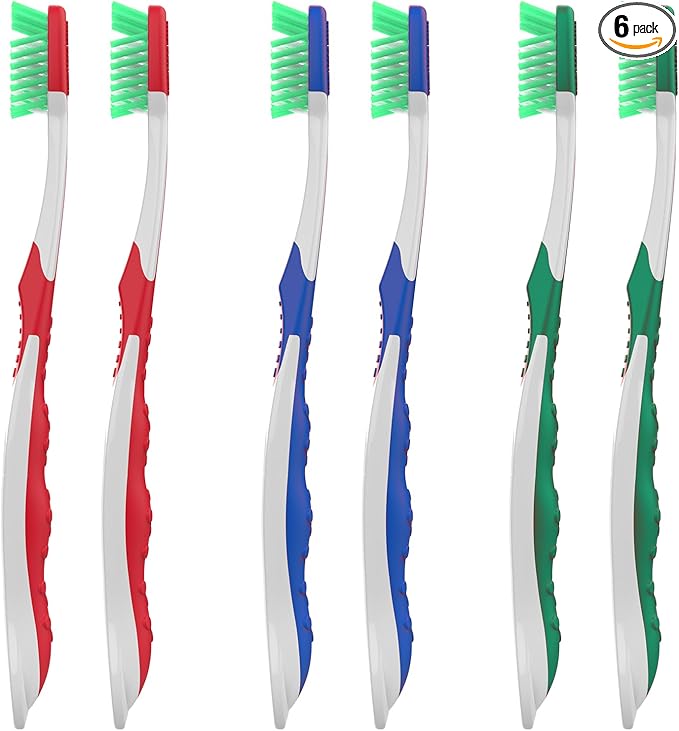 Extra Firm Toothbrushes, Ergonomic Handle, 6 Count