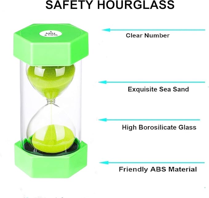 Hourglass Timer Sand Clock 3 Minute： Colorful Sand Timer 3 Minute, Small Green Sand Watch 3 Minute, Plastic Hour Glass Sandglass Timer for Kids, Games, Classroom, Kitchen, Decoration