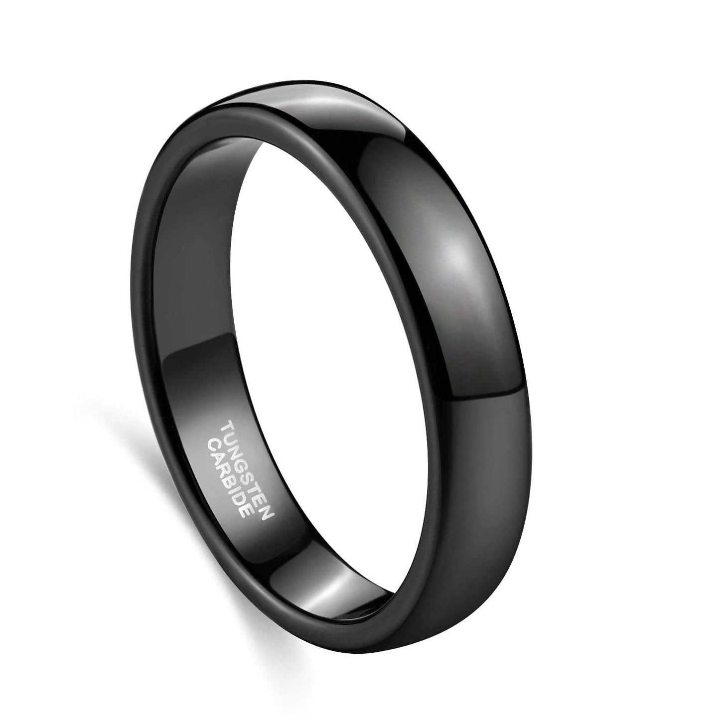 TRUMIUM 4mm Mens Womens Wedding Band Tungsten Carbide Black Rings High Polished Beveled Edges Comfort Fit Size 10