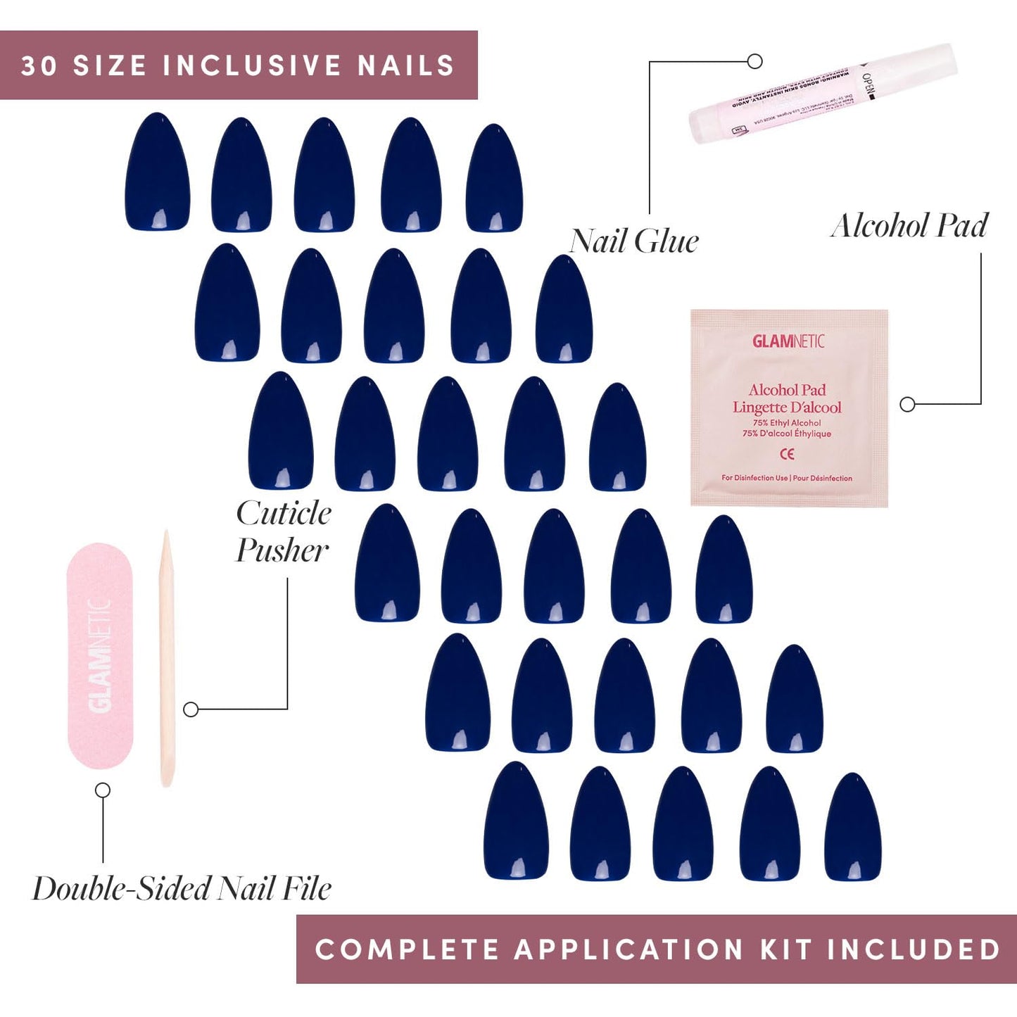 Glamnetic Press-On Nails Bundle - Mint Green & Midnight Blue | Pastel Green Short Oval Fake Nails | Dark Navy Blue Short Almond False Nails | Reusable, Salon-Quality Nail Kits