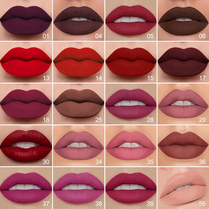 evpct 1Pcs Deep Cranberry Red Matte Lip Liner and Liquid Lipstick Stain Makeup Set for Women, Red Long Lasting Smudge Proof Lipstick labiales matte mate larga duracion listip 24 hours originales, 39#