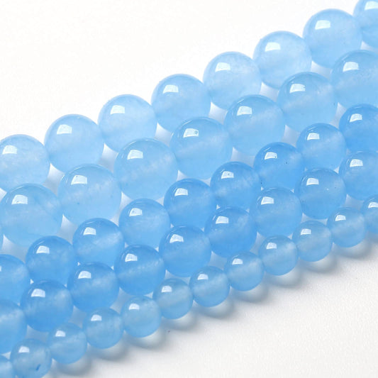 8mm 45pcs Blue Natural Chalcedony Aquamarines Stone Beads for Jewelry Making Round Jades Beads DIY Bracelet Accessories