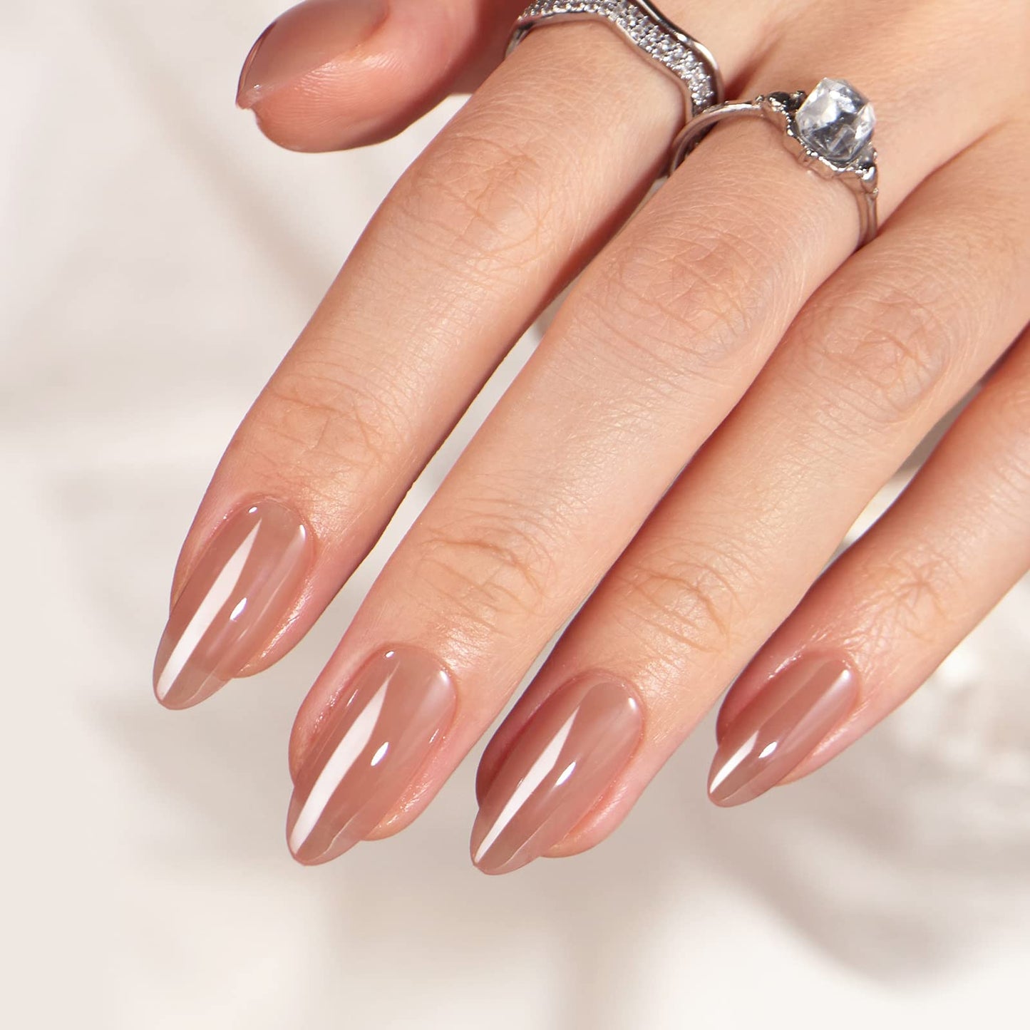 Press On Nails Medium - BTArtbox Soft Gel Press On Nails, Chrome Fake Nails with Nail Glue, Glazed Donut & Chocolate Glazed