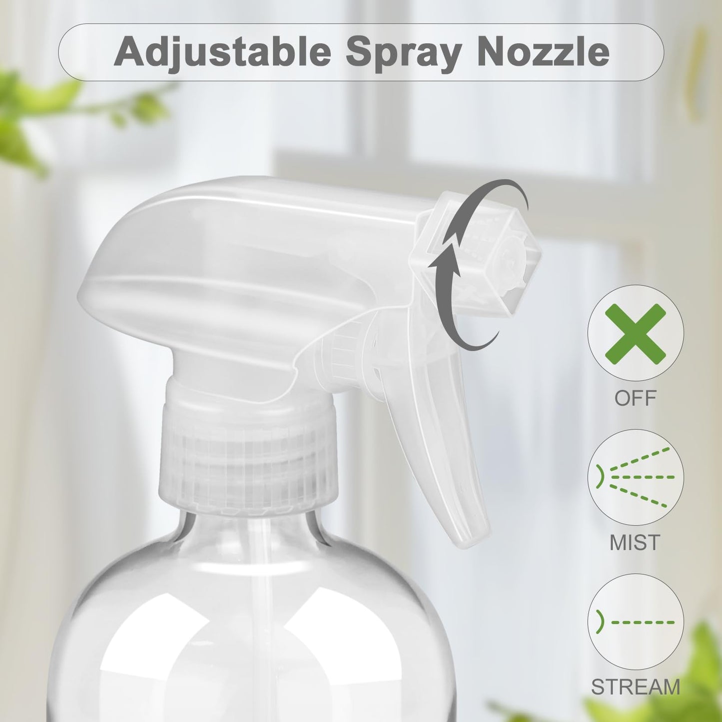 Worldgsb 2 Pack Glass Spray Bottles with Silicone Sleeve, 16 oz Empty Refillable Containers with Adjustable Spray Nozzles, Spray Bottles for Hair, Cleaning Solutions and Plants
