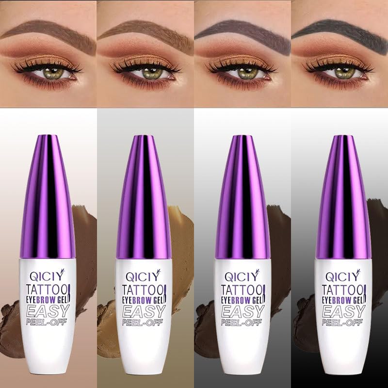 2pcs Dark Brown Tattoo Eyebrow Gel Tinting, Waterproof & Transfer-proof for Fuller Brows, Suitable for All Skin Types (Brown, 2Pcs)