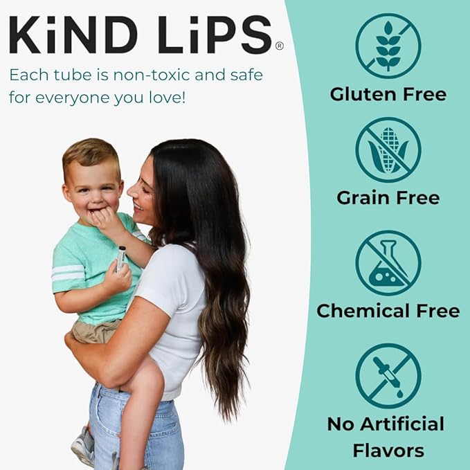 Kind Lips Organic Georgia Peach Lip Balm 2-Pack - Natural Cruelty-Free Moisturizer, Gluten-Free, Made in USA