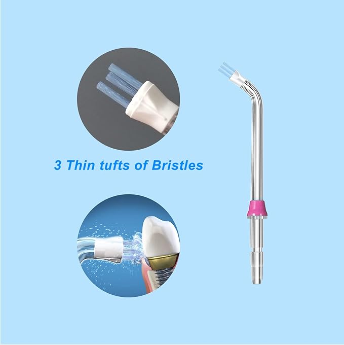 Flosser Replacement Tips for Waterpik Water Flosser, Replacement Tips Compatible with Waterpik Water Flossers and Other Brand Oral Irrigators, Plaque Remove Brisles Tips(6-Pack)