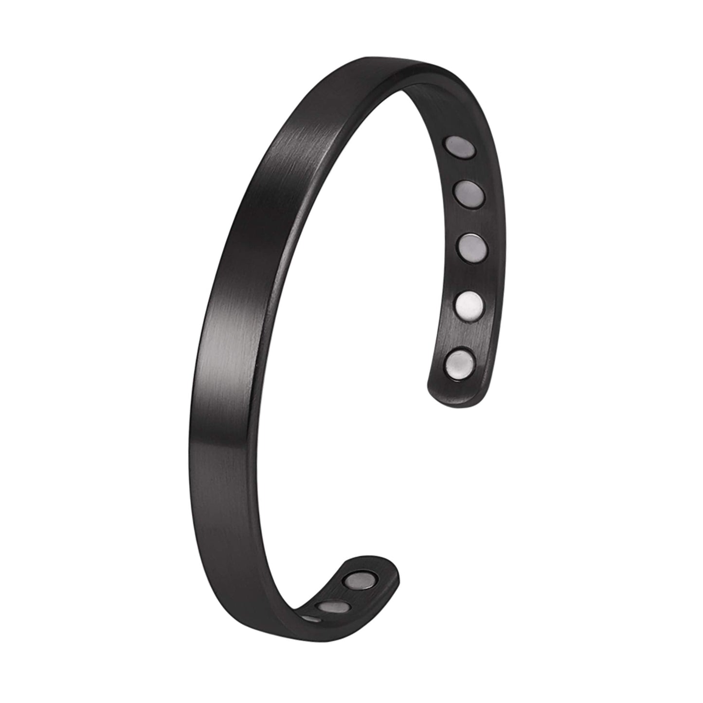 MagnetRX® Magnetic Bracelets for Men & Women - Elegant Bangle Men’s Cuff - Golf/Tennis Elbow & Balance, Stainless Steel Magnetic Bracelets for Women (Black | Large)