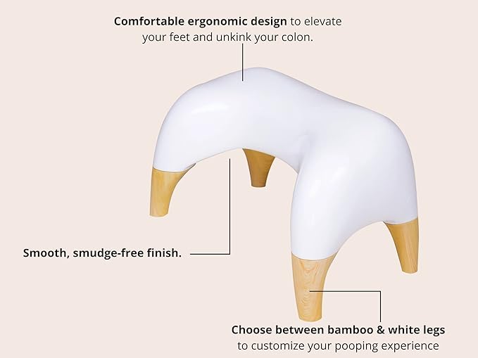 TUSHY Ottoman: A Premium Toilet Stool for The Bathroom, Modern Sleek Design | Squatting Position Helps Improves Bowel Health & Relieves Constipation (Tall 9" Stool), White/Bamboo