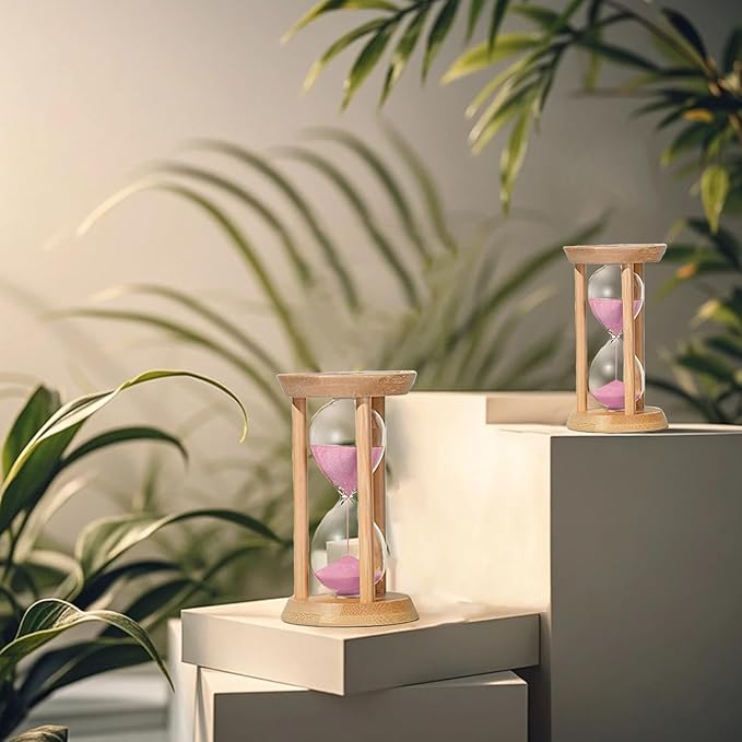 Sand Timer 3 Minute,Small Hourglass 3 Min,Wooden Frame Sandglass Timer,Sand Clock,Mini Sand Watch for Toothbrush Timer,Baking,Game,Pink