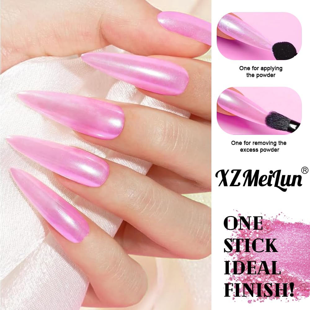 XZMeiLun Chameleon Chrome Nail Powder, Big-Capacity 0.8g Aurora Green Turns Orange Mermaid Aurora Powder Pigment Pearlescent Nail Art Glitter Decoration, Can mixed With Builder Gel Nail Polish For Use
