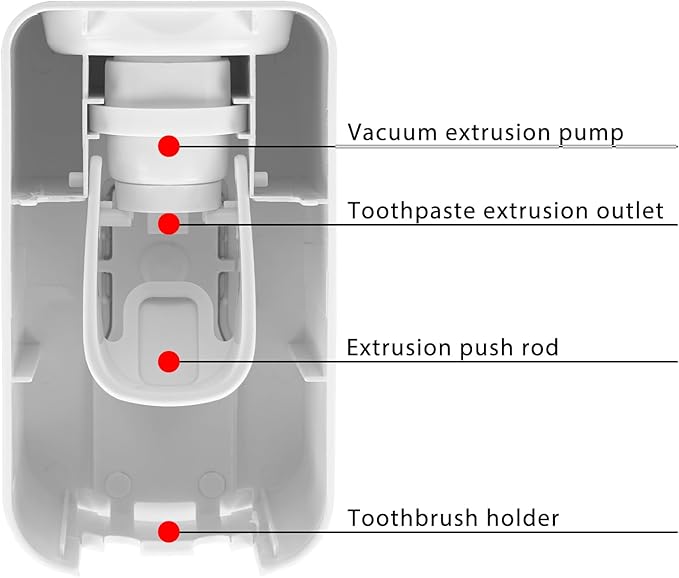 2 Slot Toothbrush Holder and Toothpaste Dispenser Wall Mounted, Automatic Toothpaste Squeezer, 2 in 1 Tooth Brush Toothpaste Organizer for Shower (White 2Pack)