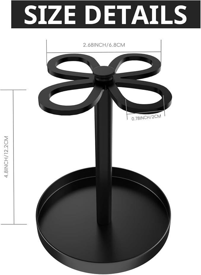 Metal Toothbrush Holders for Bathroom with 4 Slot Black Tooth Brush Holder Stand and Non-Slip Base， Countertop Organizer for Family and Hotel，Compact Design