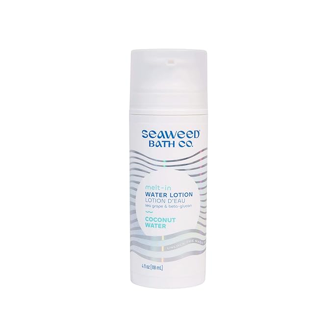 Seaweed Bath Co. Melt-In Water Lotion, Coconut Water Scent, 4 Ounce, Sustainably Harvested Seaweed, Sea Grape, Beta-Glucan