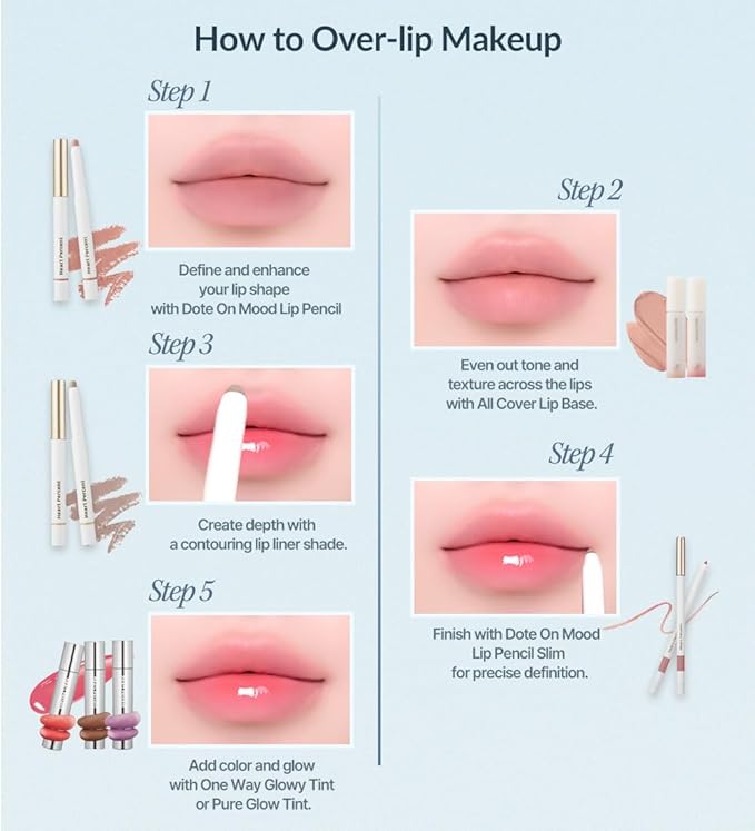 Heart Percent Dote On Mood Lip Liner Pencil, Long-Lasting Creamy Lip Crayon Smooth Lipliner Retractable Lipstick Overlip Line Color 0.8g, #11. Soft Glow