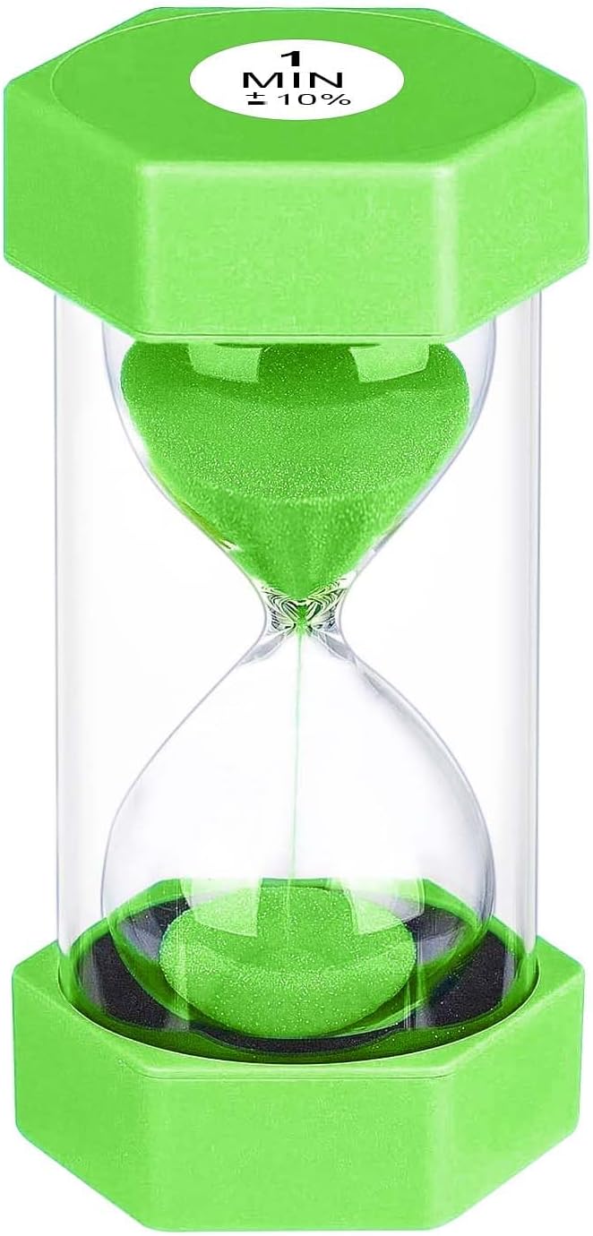 Sand Timer 1 Minute Hourglass, Unbreakable 1min Sand Clock, Plastic Reloj De Arena 1 Minutos, Colorful Hour Glass Sandglass for Classroom Games(Green)