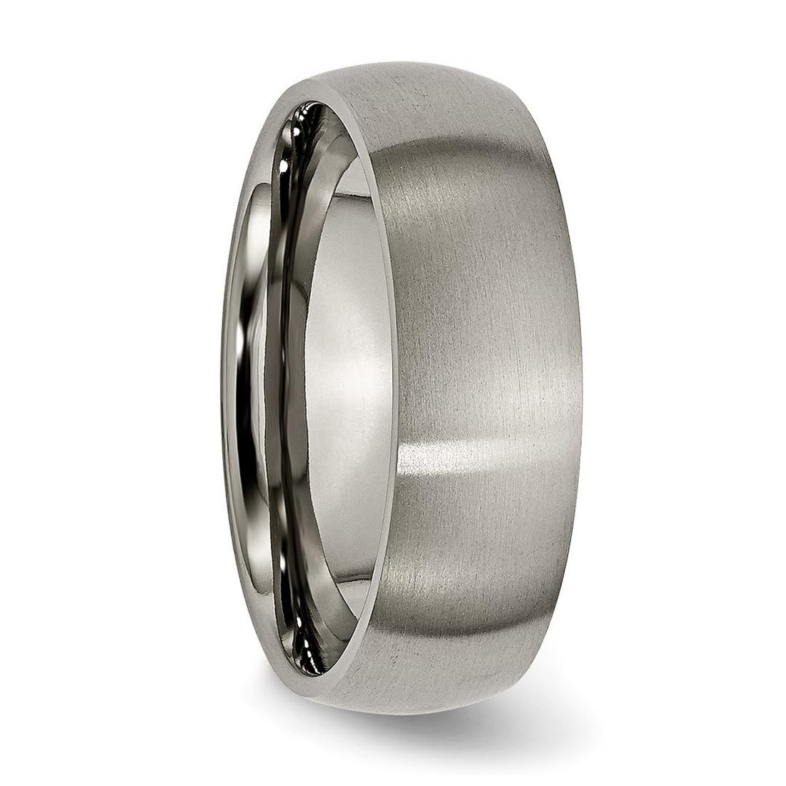 JewelryWeb Titanium Half Round 7mm Brushed Band Ring Size 10 Ring for Women and Men