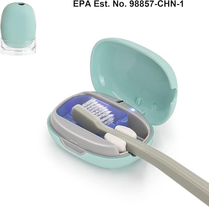Toothbrush Holder, Toothbrush Cleaner Case, Portable USB Charging Toothbrush Cover with U V-C Light, Travel Toothbrush Holder (Green)